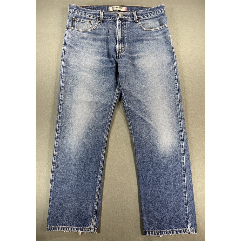 Mens Y2K Levi 505 Jean Light Blue Wash Great Fade Size 38x32 (fits 38x31)